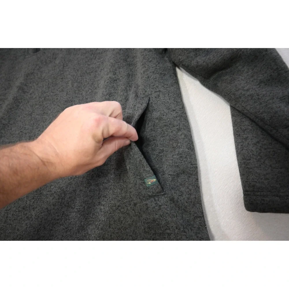Orvis Quarter Zip Pullover Mens XXL Gray Sherpa Lined Fleece Sweater Excellent‎